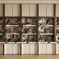 Elegant Modern Decorative Cabinet With Marble Shelves And Stylish Ornament