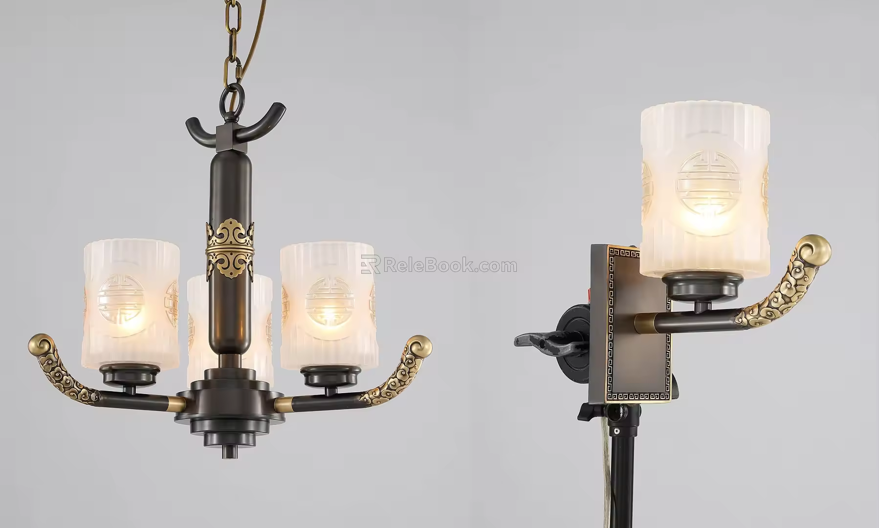 New Chinese style chandelier wall lamp 3d model