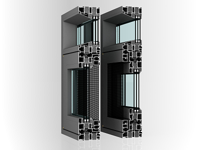 Modern window group corner 3d model