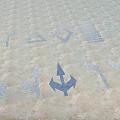 Road Facilities Featuring Various Shapes Arrows Triangles And Rectangles in Light Blue on Ground Surface