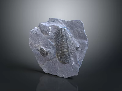 Natural Stone Material With Visible Embedded Trilobite Fossil And Rough Surface Texture 3d model