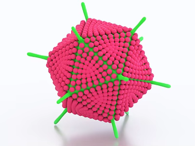 Modern Pink Green Geometric Polyhedron Decorative Ornament Set With Spherical Dots 3d model