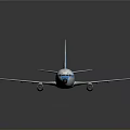 Blue And White SARENA Airplane Model With Gray Background And Reflective Surface 3d model