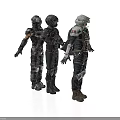Three Characters In Tactical Gear With Different Uniforms And Helmets Standing Together
