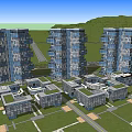 Modern Urban Residential Development With Tall Buildings Low Rise Structures Green Spaces And Water Pond