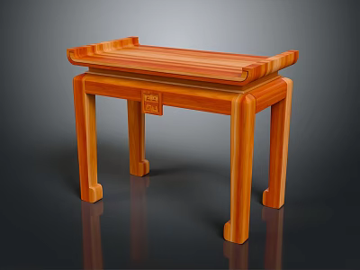 Traditional Wooden Console Table With Carved Legs And Decorative Surface Design 3d model