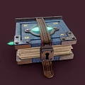 Vintage Blue Book With Leather Strap Metal Buckle And Glowing Green Decoration