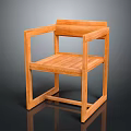 Wooden Leisure Chair with Modern Minimalist Design Square Armrests and Slatted Seat