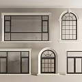 Modern Floor to Ceiling Windows With Rectangular Arched Shapes Glass Panels White Frames 3d model