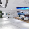 School Modern Auditorium With Red Seats Large Screens Modern Lighting And Marble Floor