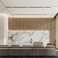 Elegant Modern Hotel Lobby Interior With Marble Walls Reception Desk And Sofa Area