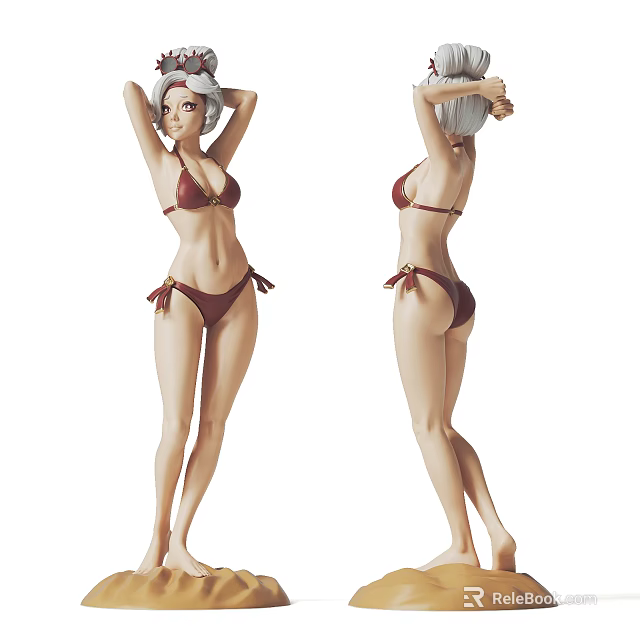 Detailed Carved Female Bikini Sculpture With Front And Back Views 3d model 