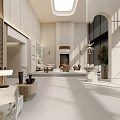 Luxurious Beauty Hair Salon Interior With Brown Sofas Marble Coffee Table And Green Plants