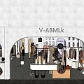 Modern Clothing Store Interior With Mannequins Hanging Outfits Arch Design And Ceiling Lights