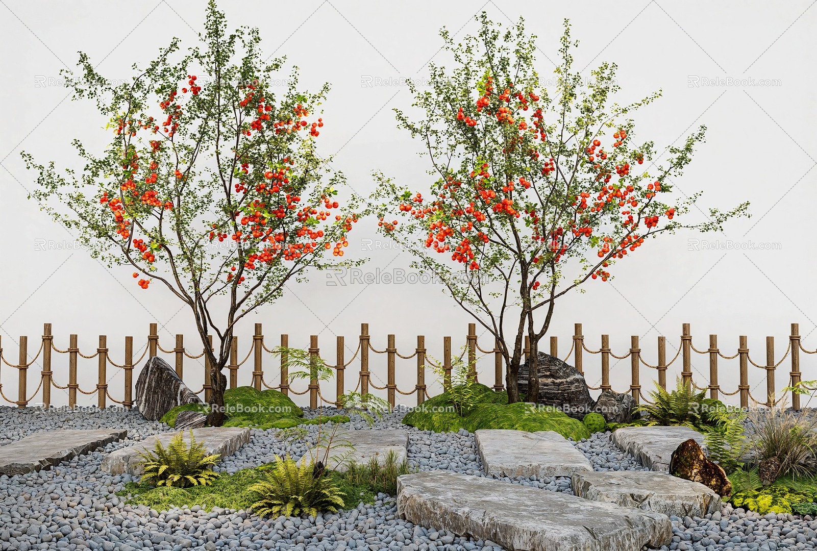 Bluestone Landscape Ting Step Apple Tree Garden Tree Landscape Tree Micro Terrain 3d model