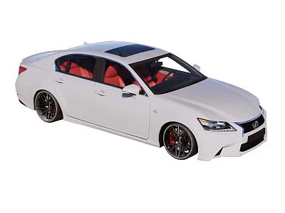 Stylish Lexus White Sedan With Red Interior Black Rims And Sunroof 3d model