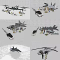 Electric Building Block Toys With Fighter Jet Helicopter Mini Vehicles And Figures