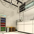 Charming Milk Ice Cream Dessert Shop Storefront With Glass Windows Street View Bicycle And Car