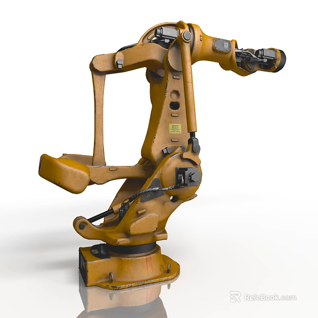 Intelligent Robotic Arm For Industrial Automation With Yellow Mechanical Structure 3d model