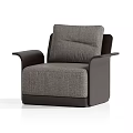 Modern Single Sofa with Gray Fabric Upholstery and Dark Brown Armrests in Sleek Design