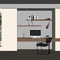 Bookcase Study Table Bookshelf Bookcase Integrated Cabinet Decorative Decoration Combination 3d model