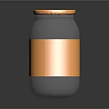 Contemporary Gray Jar Design Featuring Shiny Orange Metallic Band And Lid