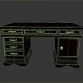Dark Brown Office Desk with Multiple Drawers and Locker Cabinet in Classic Traditional Design