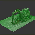 Wheel Excavator Utility Vehicle With Cab Mechanical Arm And Bucket On Flat Ground