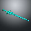 Green Sword With Intricate Decorations And Glowing Metallic Texture On Dark Background