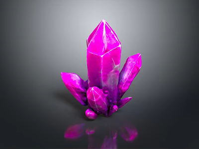 Vibrant Purple Geometric Crystal Cluster Isolated on Dark Background with Reflective Surface 3d model
