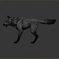 Realistic Gray Wolf 3D Sculpture With Dynamic Pose And Detailed Fur