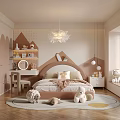 Cozy Kids Bedroom Interior Design With Unique Headboard Round Rug And Teddy Bears