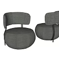 Modern Single Sofa Chair Sofa Stool 3d model