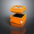 Open Top Orange Box With Transparent Panel Lid And White Trim Modern Design 3d model