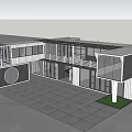 Modern Modular Container Building With Balcony Large Windows And Outdoor Space 3d model
