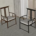 Modern Minimalist Dining Chairs With Armrest And Light Gray Fabric Seat