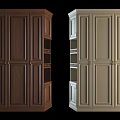 Dark Brown and Light Beige Wardrobes with Door Design and Internal Shelves