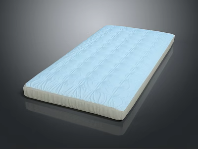 Light Blue Quilted Mattress With Beige Border Soft Comfortable Sleep Essential 3d model