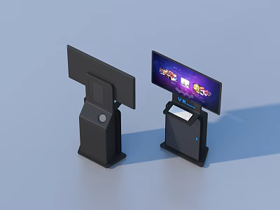 Modern Black Digital Kiosks With Vertical Screens And Interactive Displays 3d model