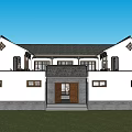 Traditional Ancient Chinese Architecture With Circular Doorway Courtyard And Wooden Features