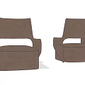 Modern Brown Fabric Single Sofa With Curved Backrest And Symmetric Design