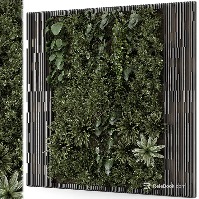 Vertical Garden Wall Decor With Various Green Plants 3d model 