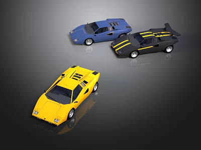 Colorful Sports Car Models With Blue Black And Yellow Stylish Designs 3d model