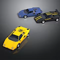 Colorful Sports Car Models With Blue Black And Yellow Stylish Designs