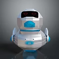 White And Blue Robot With Heart Shaped Eyes And Round Body Design