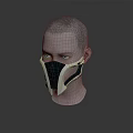 Metallic Face Mask With Black Accents On Head Model