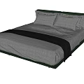 Modern Double Bed With Green Frame White Sheets Gray Bed Runner And Pillows