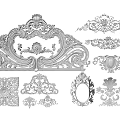Various Ornate Carved Decorative Pieces With Intricate Scroll And Floral Designs
