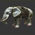 Mechanical Elephant Sculpture With Metallic Body Gear Details And Pink Toe Accents