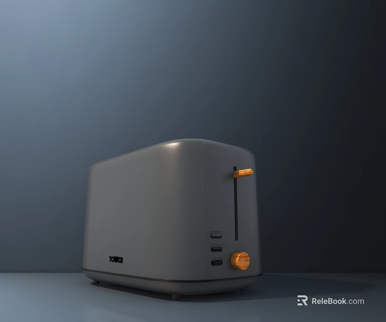 Sleek Gray Toaster With Orange Accents For Modern Kitchen Appliances 3d model 